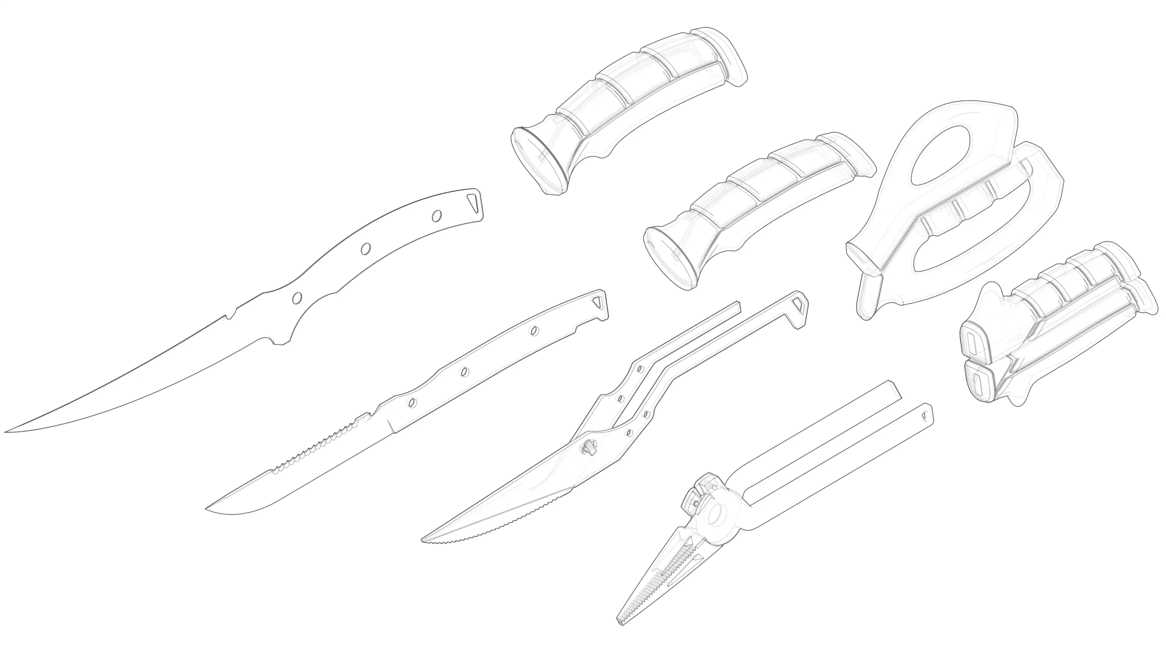 Exploded View of Pliers and Knives